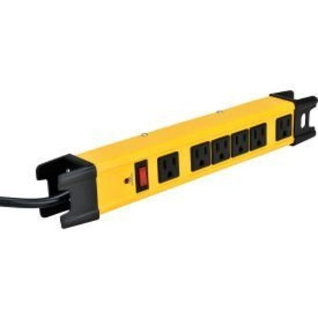 GLOBAL EQUIPMENT Global Industrial„¢ Safety Surge Protected Power Strip, 6 Outlets, 15A, 1200 Joules, 6' Cord FL-209S3